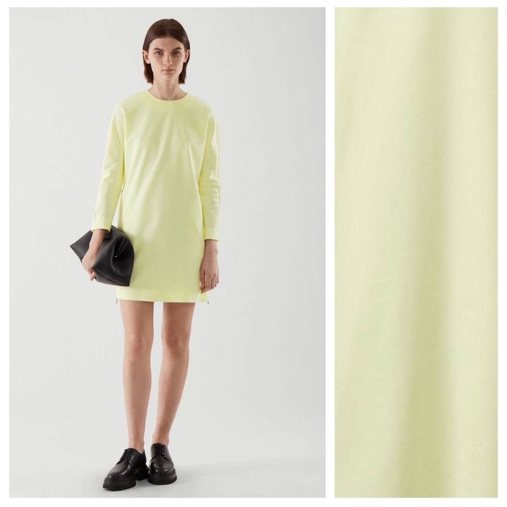 NWT COS Butter Yellow Midi Cotton Crepe Dress